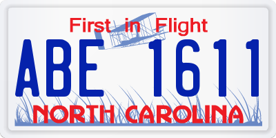 NC license plate ABE1611