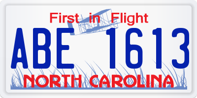 NC license plate ABE1613