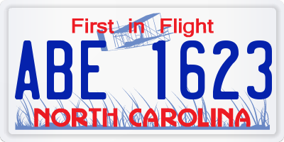 NC license plate ABE1623
