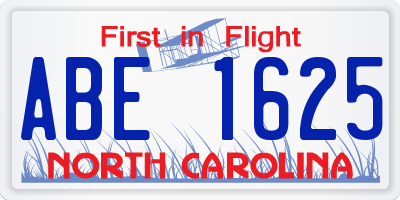 NC license plate ABE1625