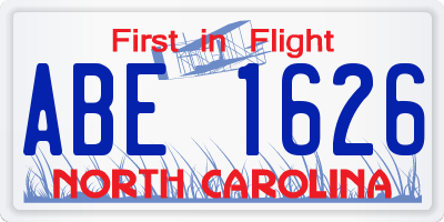 NC license plate ABE1626