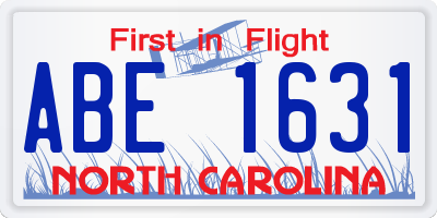 NC license plate ABE1631