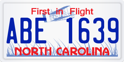 NC license plate ABE1639