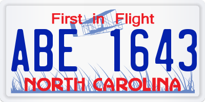 NC license plate ABE1643