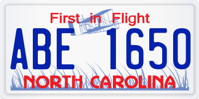 NC license plate ABE1650