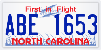 NC license plate ABE1653