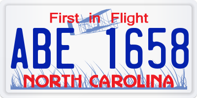 NC license plate ABE1658