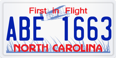 NC license plate ABE1663
