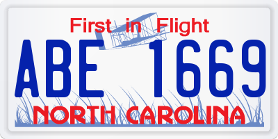 NC license plate ABE1669