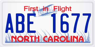 NC license plate ABE1677