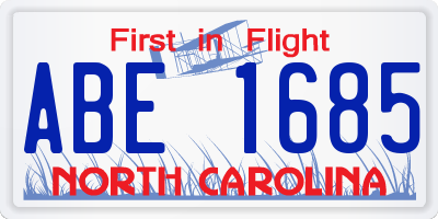 NC license plate ABE1685