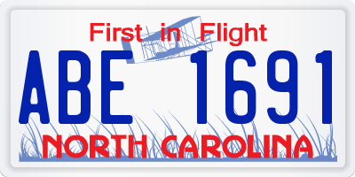 NC license plate ABE1691
