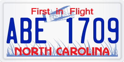 NC license plate ABE1709