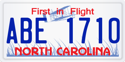 NC license plate ABE1710