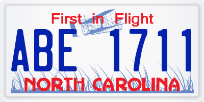NC license plate ABE1711