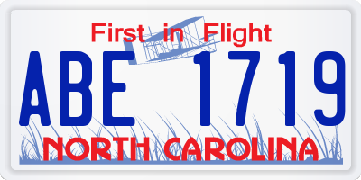 NC license plate ABE1719