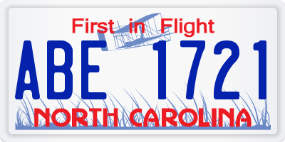 NC license plate ABE1721