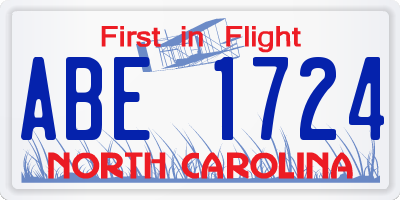 NC license plate ABE1724
