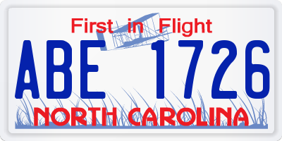 NC license plate ABE1726