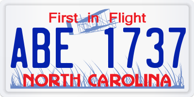 NC license plate ABE1737