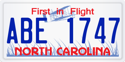 NC license plate ABE1747
