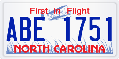NC license plate ABE1751