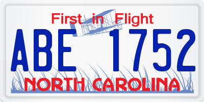 NC license plate ABE1752