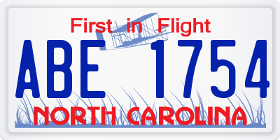 NC license plate ABE1754