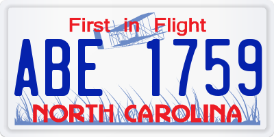 NC license plate ABE1759