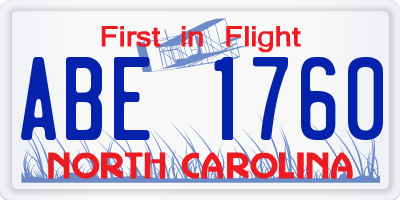 NC license plate ABE1760