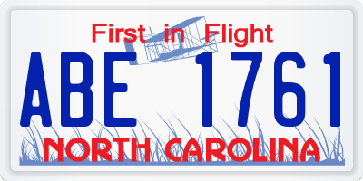 NC license plate ABE1761