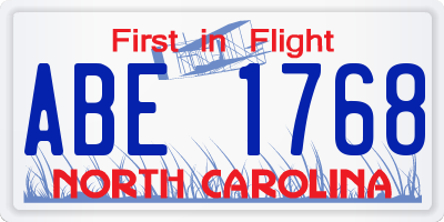 NC license plate ABE1768