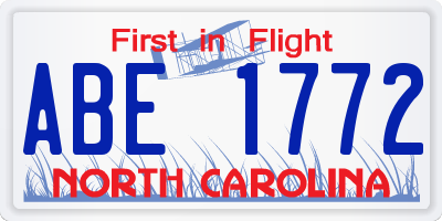NC license plate ABE1772