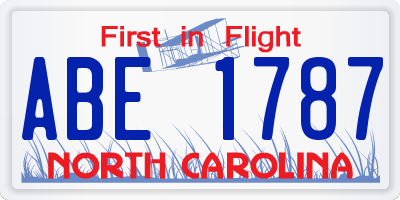 NC license plate ABE1787
