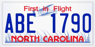 NC license plate ABE1790