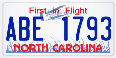 NC license plate ABE1793