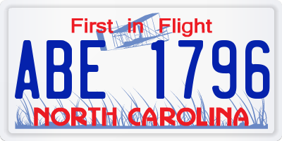 NC license plate ABE1796