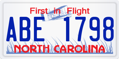 NC license plate ABE1798