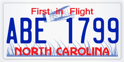 NC license plate ABE1799