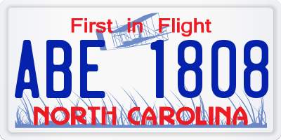 NC license plate ABE1808