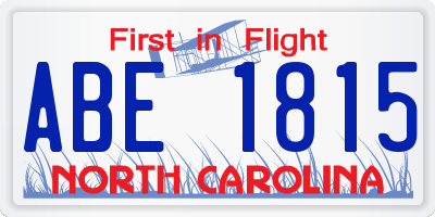 NC license plate ABE1815