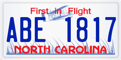 NC license plate ABE1817