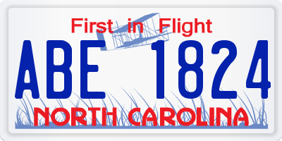 NC license plate ABE1824