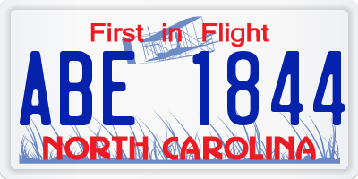 NC license plate ABE1844