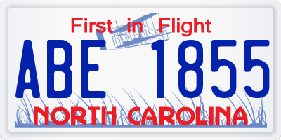 NC license plate ABE1855