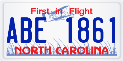 NC license plate ABE1861