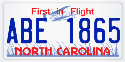 NC license plate ABE1865