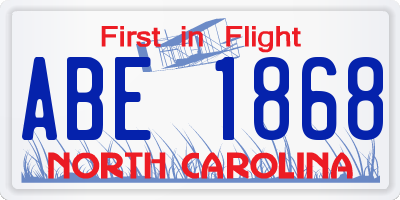 NC license plate ABE1868
