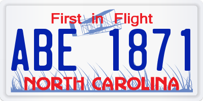 NC license plate ABE1871