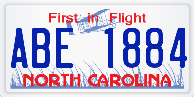 NC license plate ABE1884